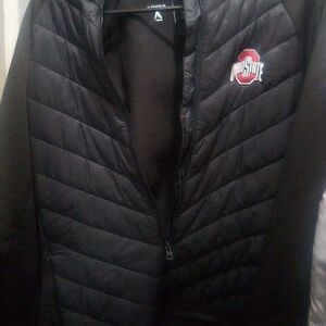 Ohio State Buckeyes Antigua Black Quilted Puffer Jacket With Full Zip